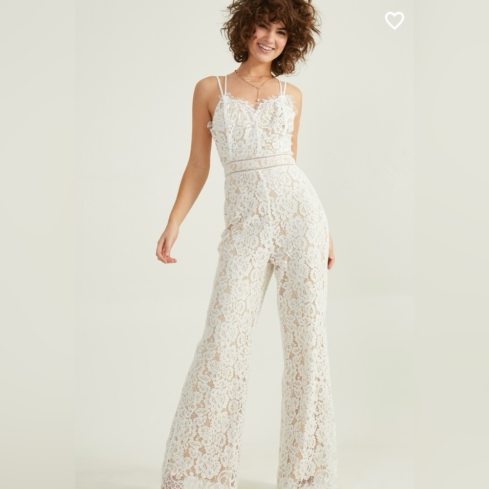 Altar’d State Gabbie Lace Jumpsuit Small White NWT